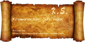 Krumenacker Sándor névjegykártya